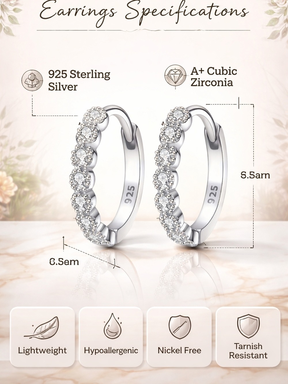 Sterling Silver Hoop Earrings Silver - Picture 2 of 5